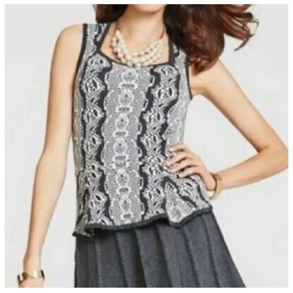 Cabi #887 knit peplum sweater tank medium gray